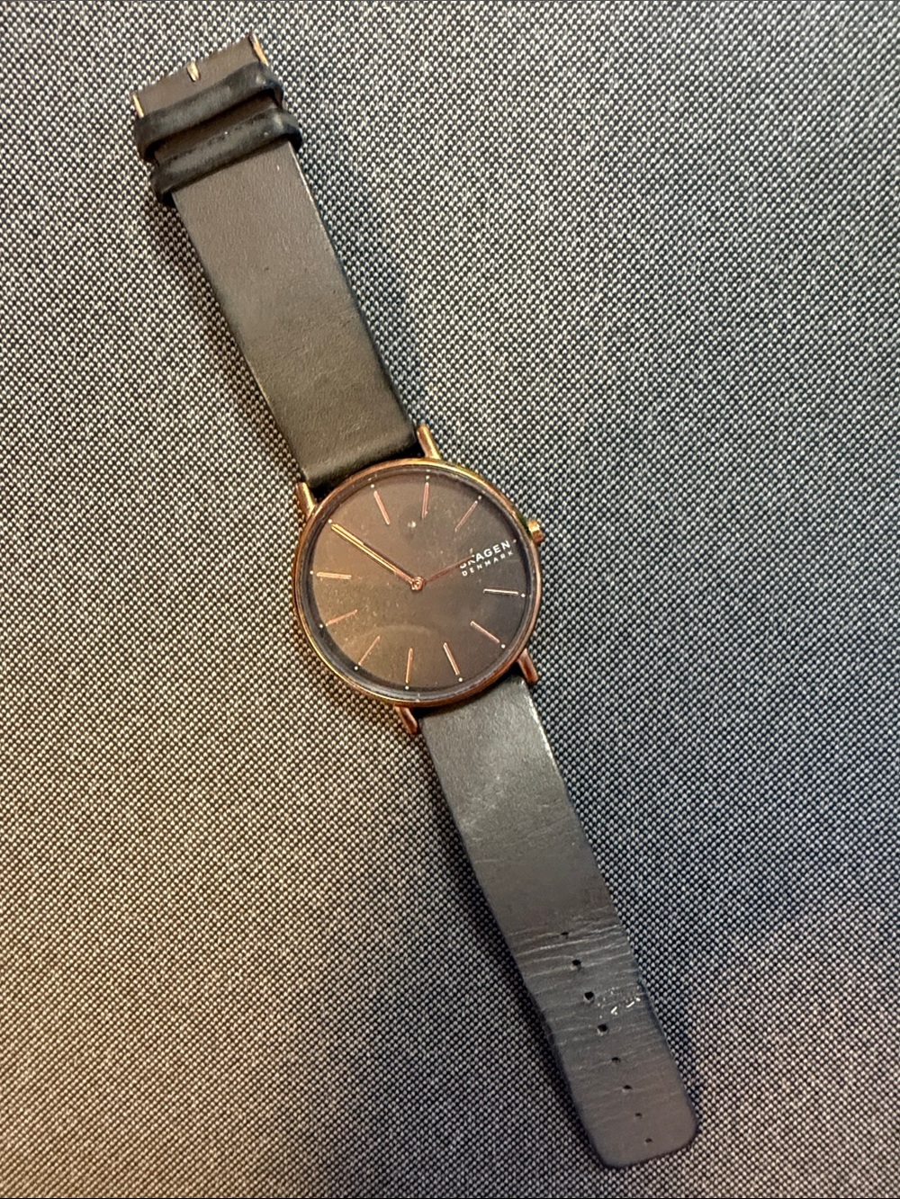 Skagen Dark Grey Dial Rose Gold Case Minimalist Men's Watch